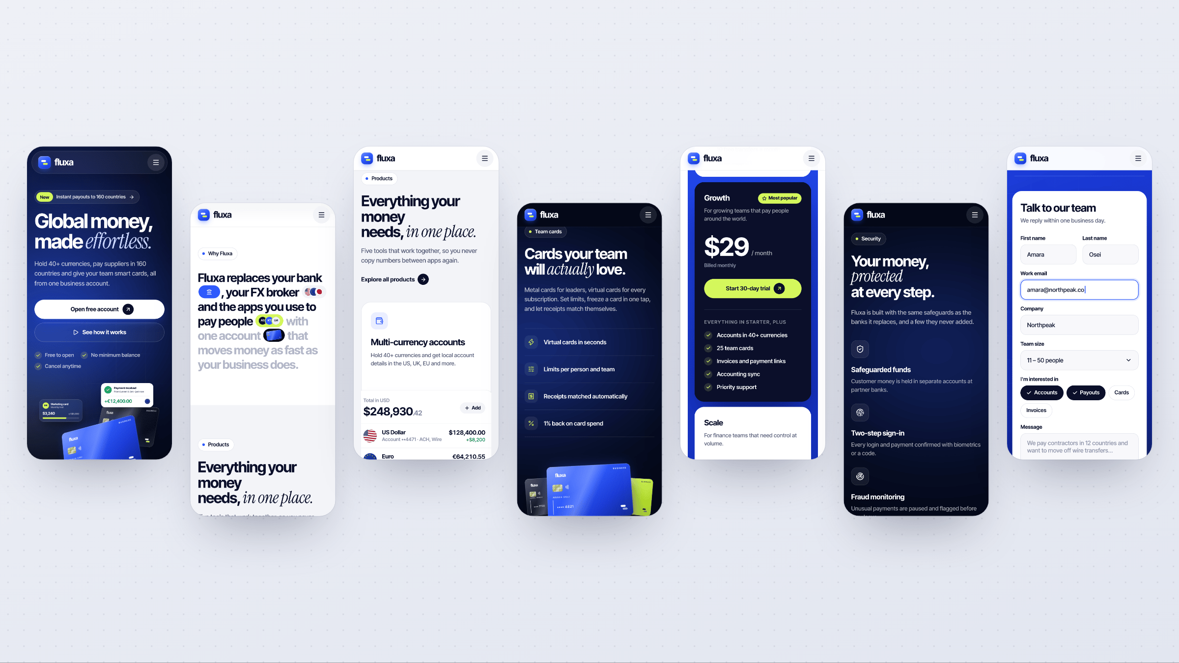 Fluxa: The full site on mobile